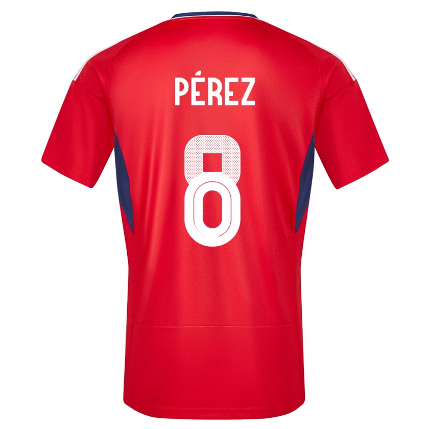 Kandiny Herren Costa Rica Creichel Perez #8 Rot Heimtrikot Trikot 24-26 T-Shirt
