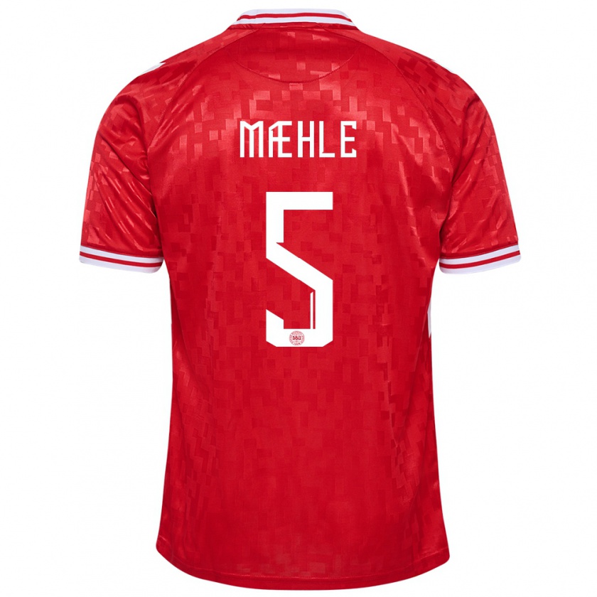 Kandiny Herren Dänemark Joakim Maehle #5 Rot Heimtrikot Trikot 24-26 T-Shirt