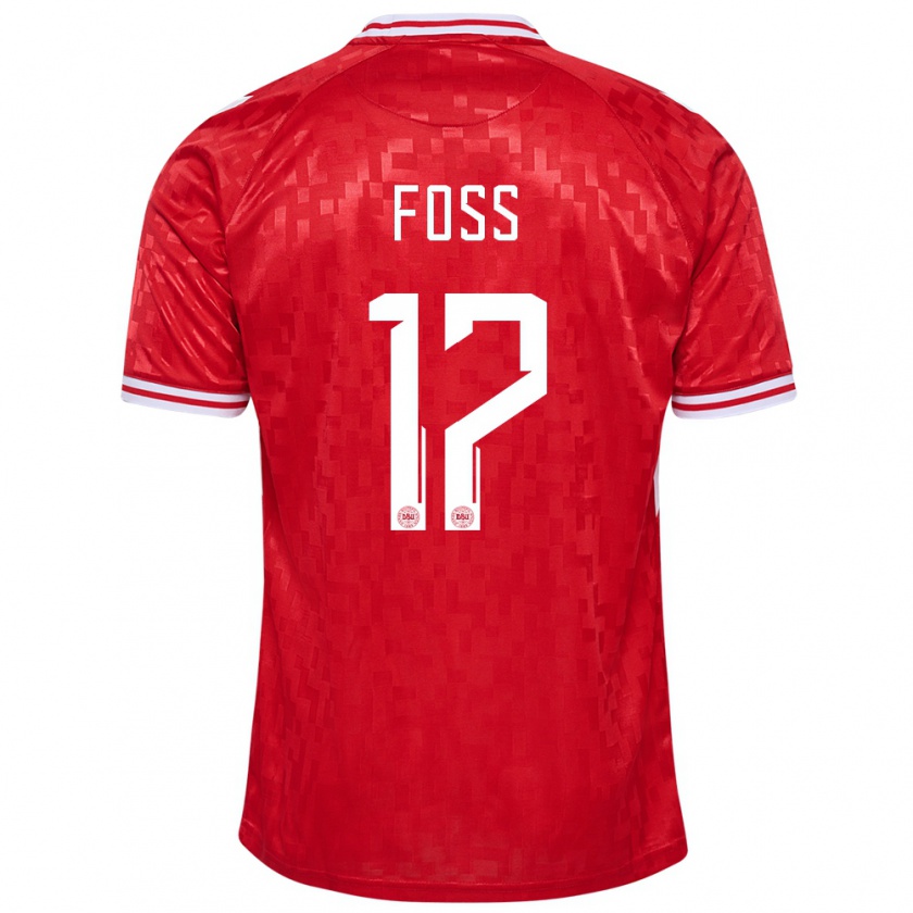 Kandiny Herren Dänemark Jonathan Foss #17 Rot Heimtrikot Trikot 24-26 T-Shirt