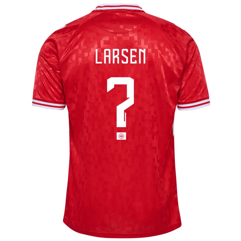 Kandiny Herren Dänemark Sander Larsen #0 Rot Heimtrikot Trikot 24-26 T-Shirt