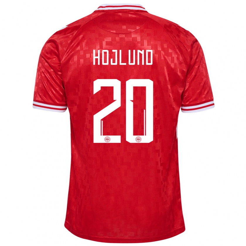 Kandiny Herren Dänemark Rasmus Hojlund #20 Rot Heimtrikot Trikot 24-26 T-Shirt