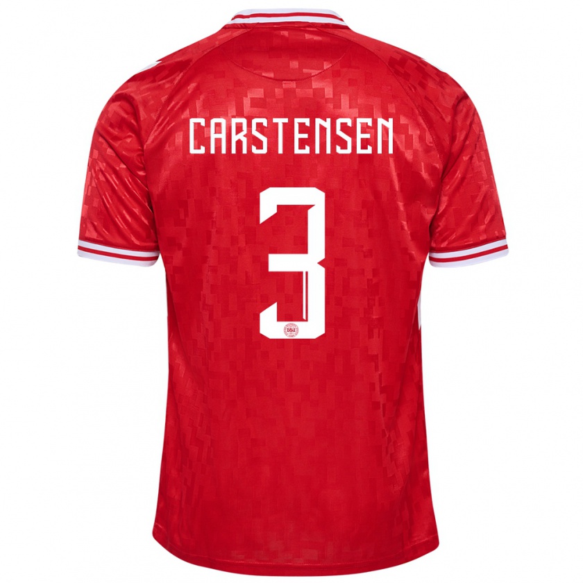 Kandiny Herren Dänemark Rasmus Carstensen #3 Rot Heimtrikot Trikot 24-26 T-Shirt
