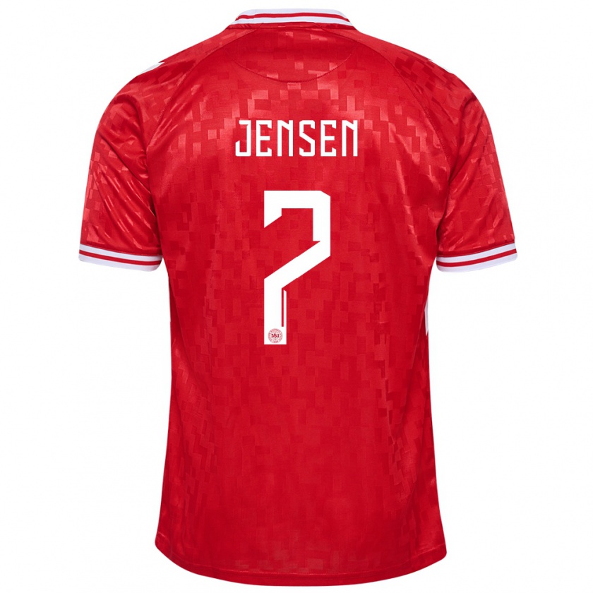 Kandiny Herren Dänemark Victor Jensen #7 Rot Heimtrikot Trikot 24-26 T-Shirt