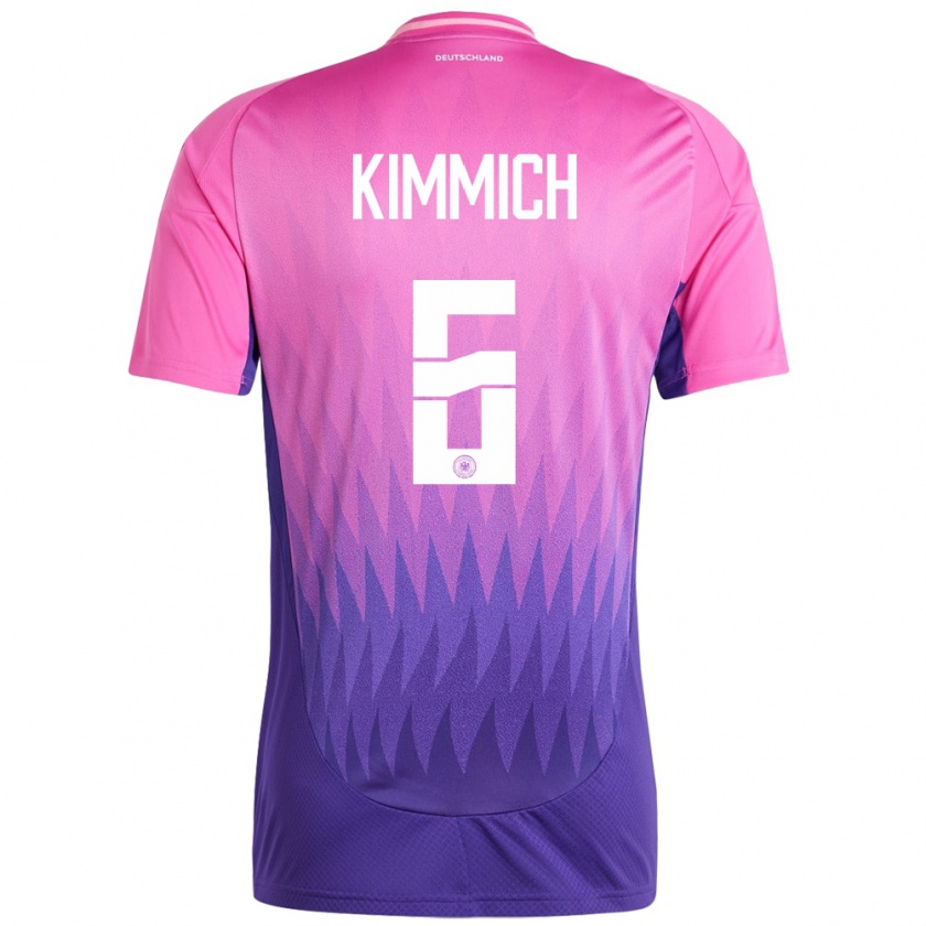 Kandiny Herren Deutschland Joshua Kimmich #6 Pink Lila Auswärtstrikot Trikot 24-26 T-Shirt