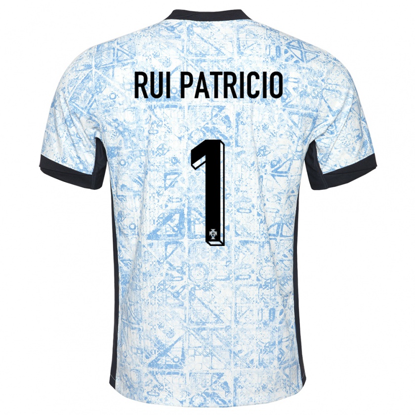 Kandiny Herren Portugal Rui Patricio #1 Cremeblau Auswärtstrikot Trikot 24-26 T-Shirt