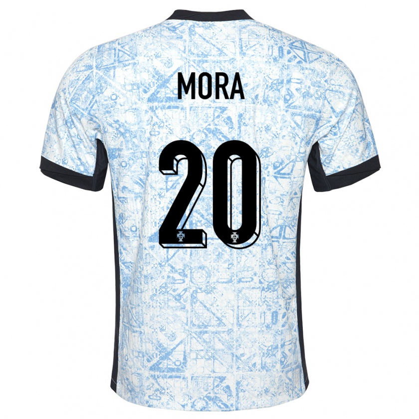 Kandiny Herren Portugal Rodrigo Mora #20 Cremeblau Auswärtstrikot Trikot 24-26 T-Shirt