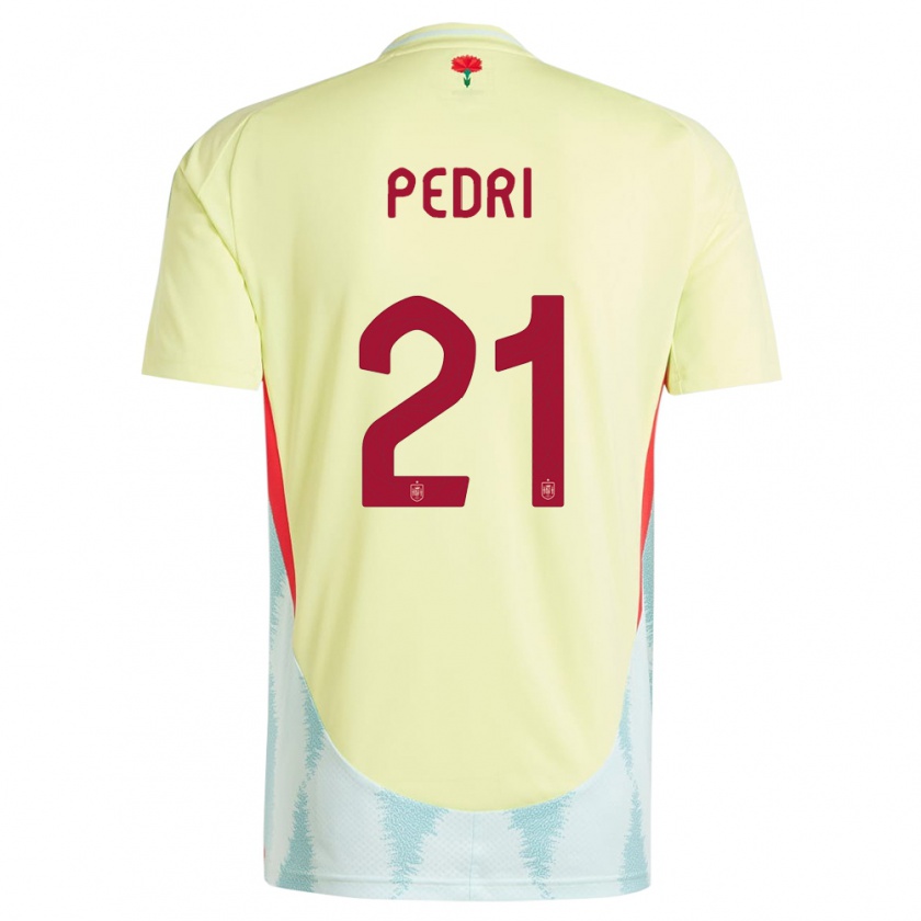 Kandiny Herren Spanien Pedri #21 Gelb Auswärtstrikot Trikot 24-26 T-Shirt