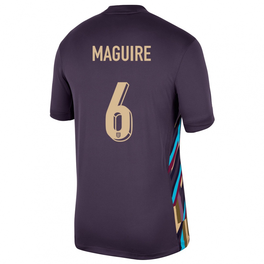 Kandiny Herren England Harry Maguire #6 Dunkle Rosine Auswärtstrikot Trikot 24-26 T-Shirt