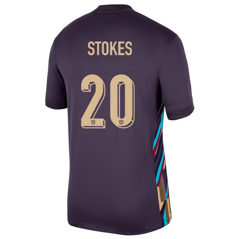 Kandiny Herren England Demi Stokes #20 Dunkle Rosine Auswärtstrikot Trikot 24-26 T-Shirt