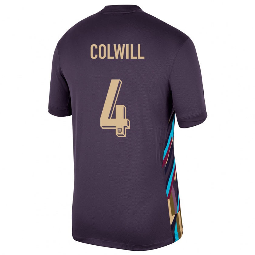 Kandiny Herren England Levi Colwill #4 Dunkle Rosine Auswärtstrikot Trikot 24-26 T-Shirt