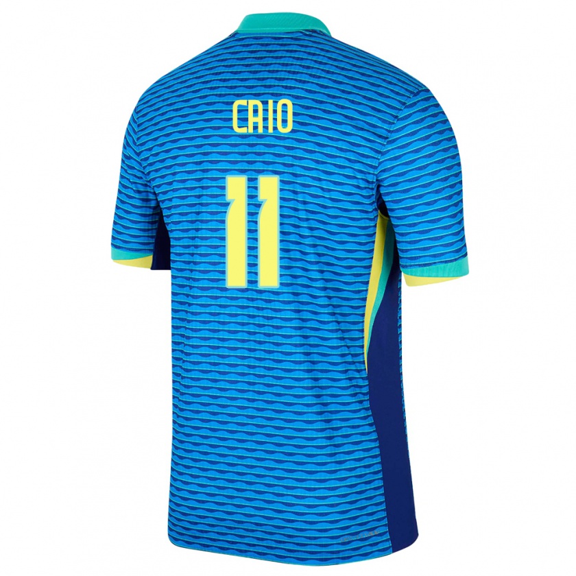 Kandiny Herren Brasilien Caio #11 Blau Auswärtstrikot Trikot 24-26 T-Shirt