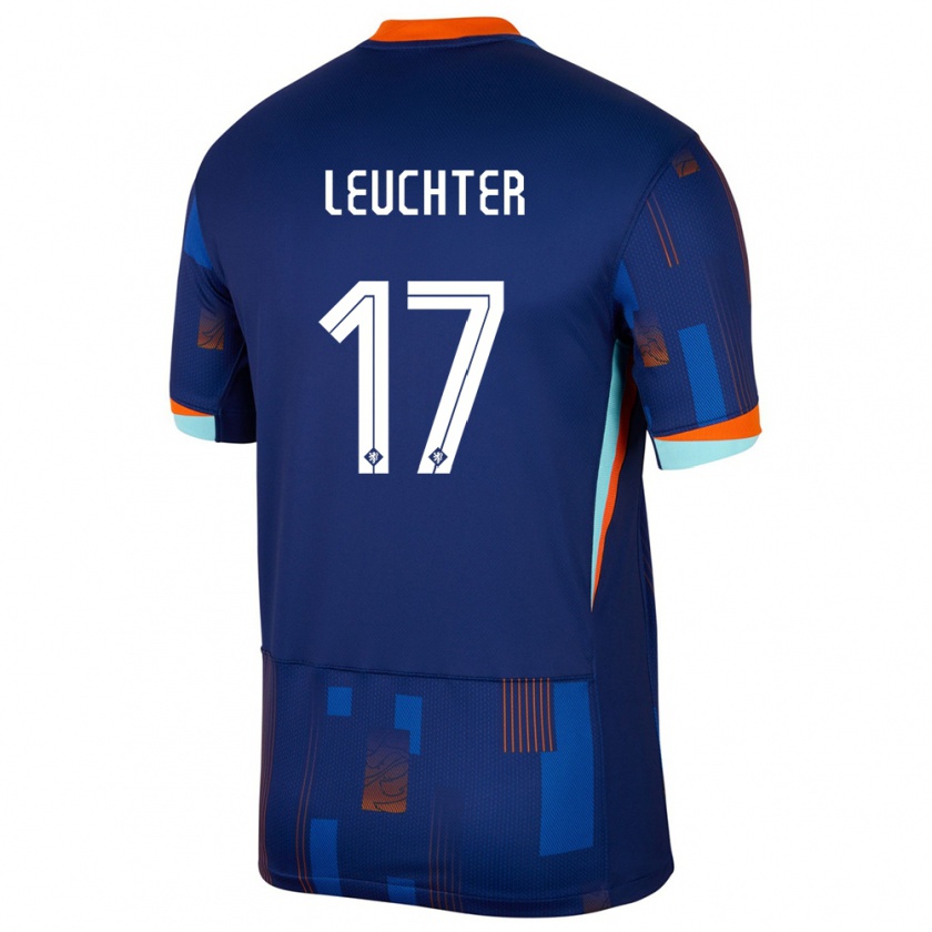 Kandiny Herren Niederlande Romee Leuchter #17 Blau Auswärtstrikot Trikot 24-26 T-Shirt