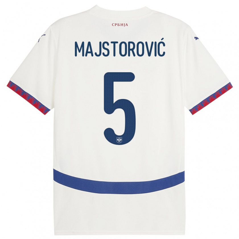 Kandiny Herren Serbien Milan Majstorovic #5 Weiß Auswärtstrikot Trikot 24-26 T-Shirt