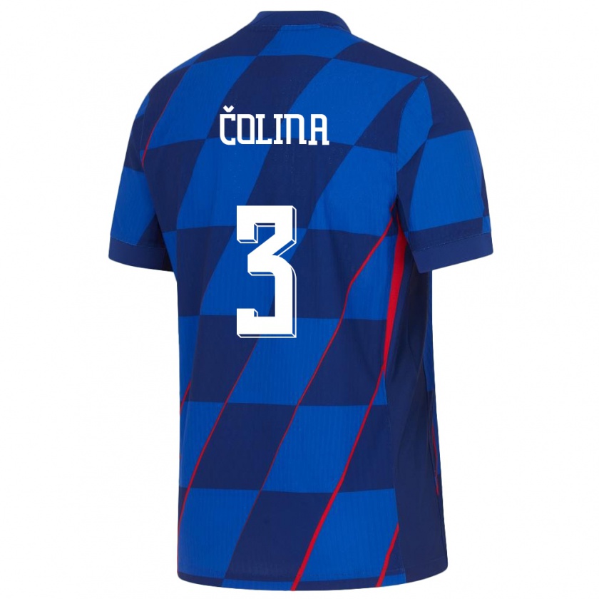 Kandiny Herren Kroatien David Colina #3 Blau Auswärtstrikot Trikot 24-26 T-Shirt