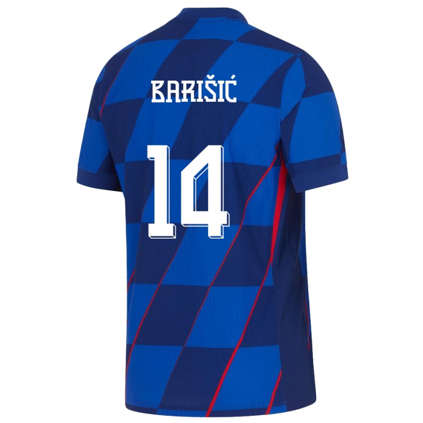Kandiny Herren Kroatien Teo Barisic #14 Blau Auswärtstrikot Trikot 24-26 T-Shirt