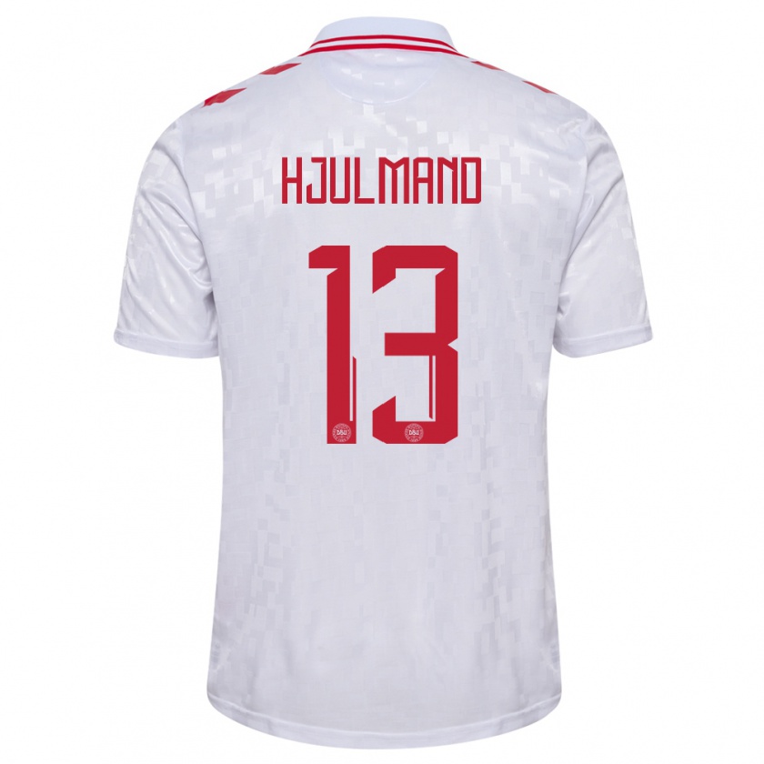 Kandiny Herren Dänemark Morten Hjulmand #13 Weiß Auswärtstrikot Trikot 24-26 T-Shirt