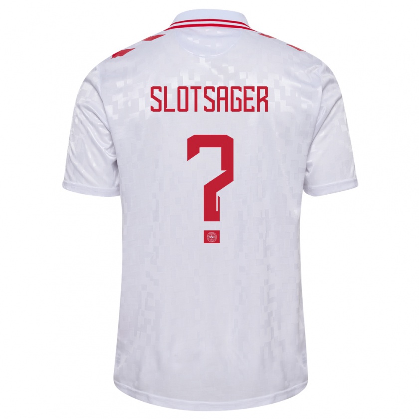 Kandiny Herren Dänemark Tobias Slotsager #0 Weiß Auswärtstrikot Trikot 24-26 T-Shirt