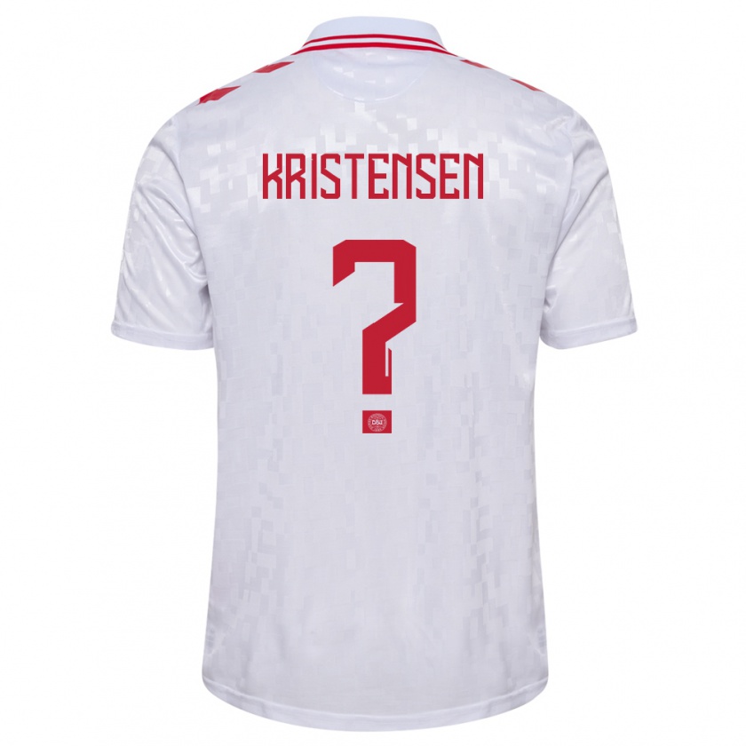 Kandiny Herren Dänemark Mikkel Kristensen #0 Weiß Auswärtstrikot Trikot 24-26 T-Shirt
