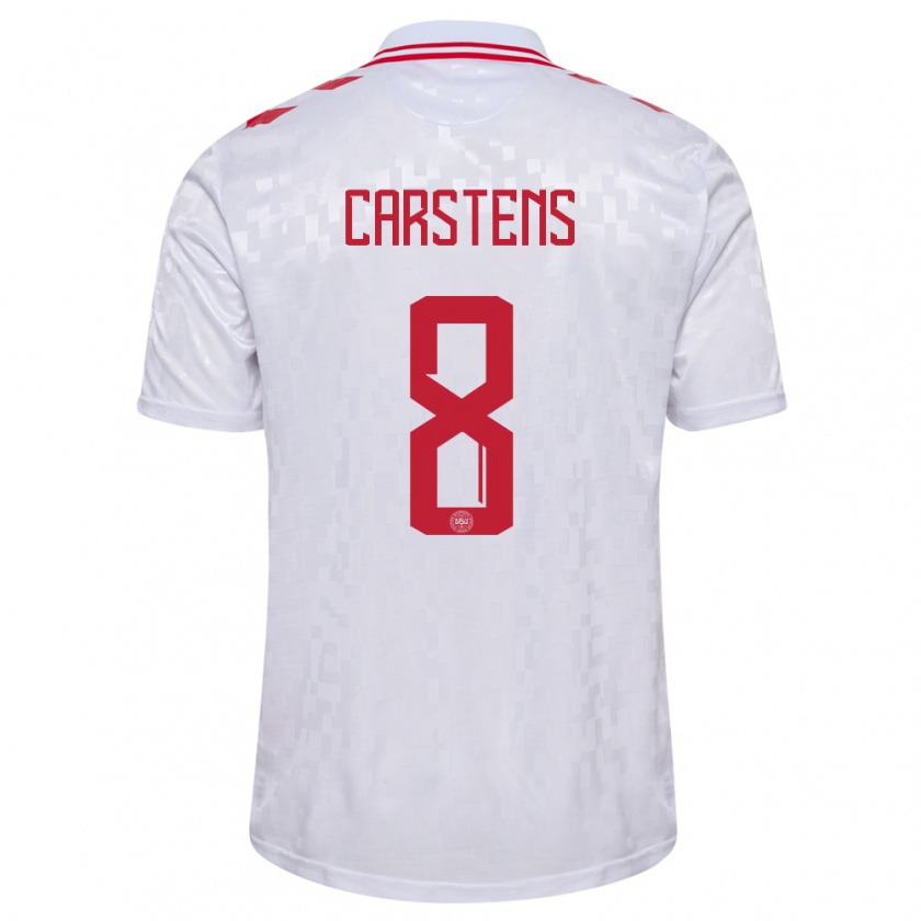 Kandiny Herren Dänemark Signe Carstens #8 Weiß Auswärtstrikot Trikot 24-26 T-Shirt