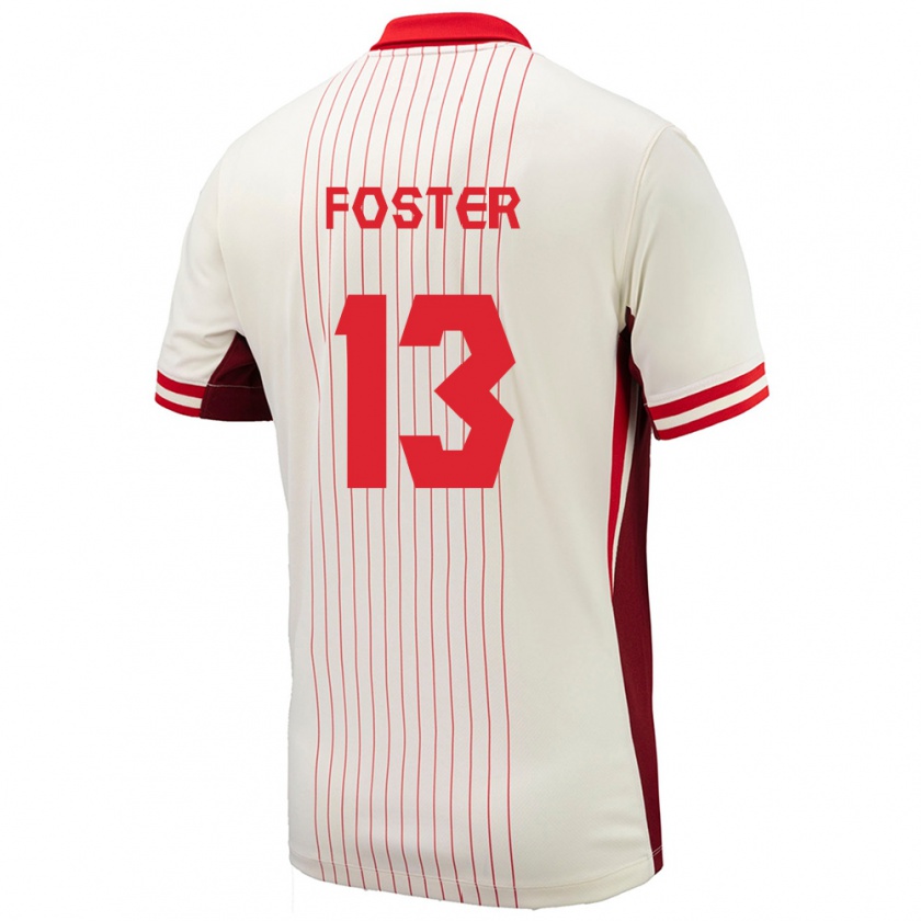 Kandiny Herren Kanada Rylee Foster #13 Weiß Auswärtstrikot Trikot 24-26 T-Shirt
