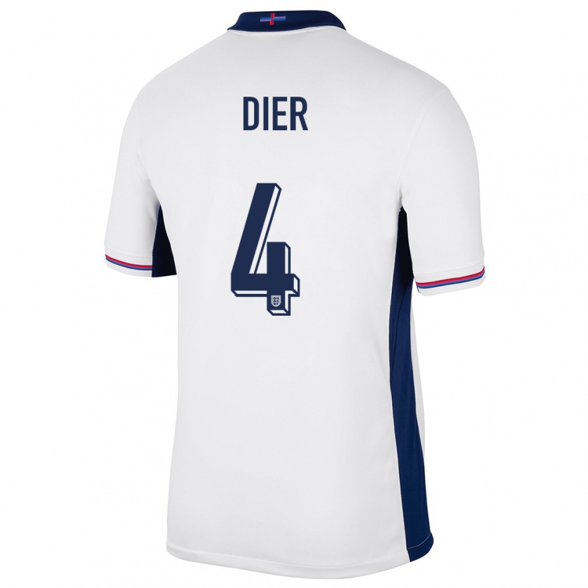 Kandiny Damen England Eric Dier #4 Weiß Heimtrikot Trikot 24-26 T-Shirt