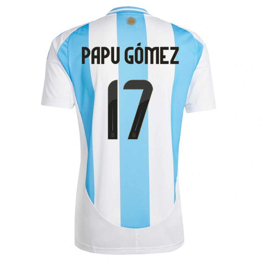 Kandiny Damen Argentinien Papu Gomez #17 Weiß Blau Heimtrikot Trikot 24-26 T-Shirt