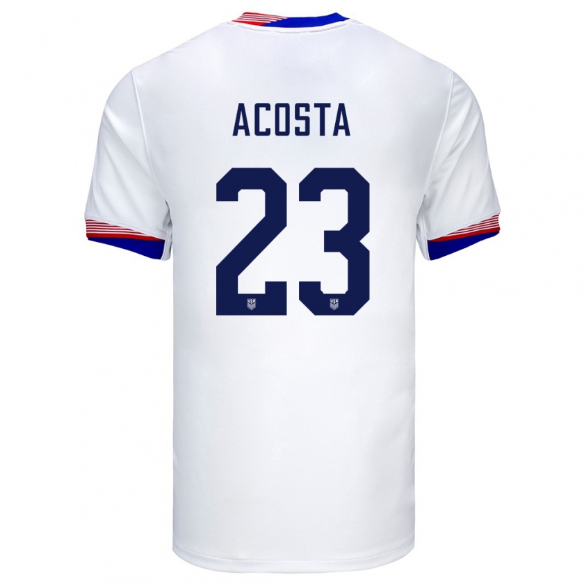 Kandiny Damen Vereinigte Staaten Kellyn Acosta #23 Weiß Heimtrikot Trikot 24-26 T-Shirt