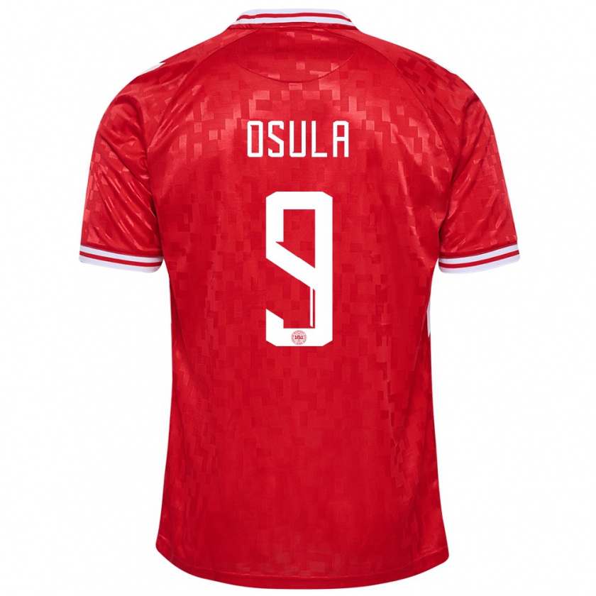 Kandiny Damen Dänemark William Osula #9 Rot Heimtrikot Trikot 24-26 T-Shirt