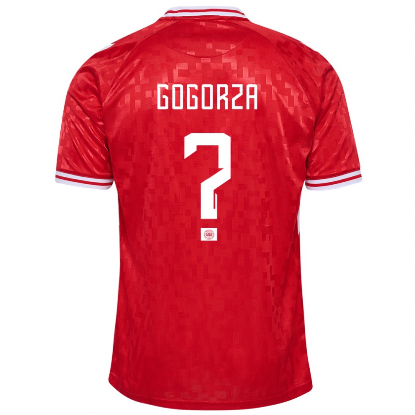 Kandiny Damen Dänemark Mikel Gogorza #0 Rot Heimtrikot Trikot 24-26 T-Shirt