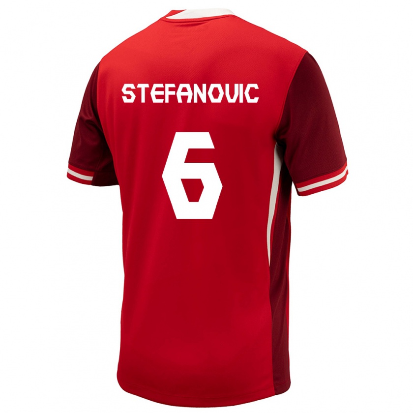 Kandiny Damen Kanada Lazar Stefanovic #6 Rot Heimtrikot Trikot 24-26 T-Shirt