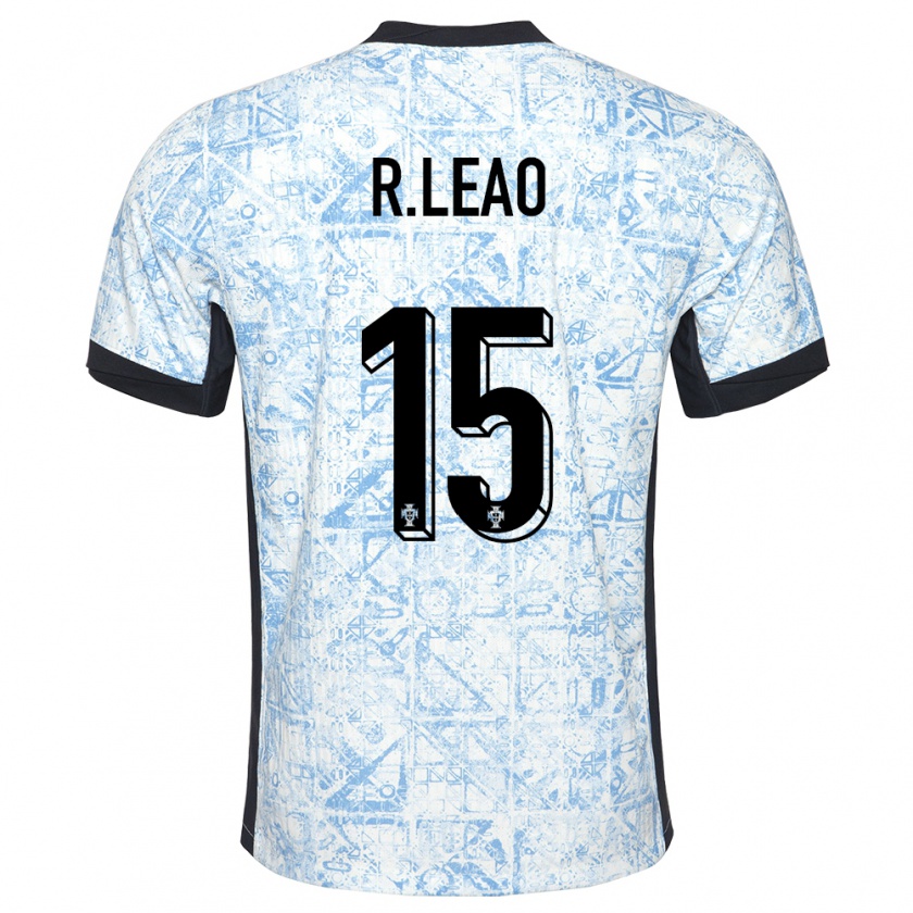Kandiny Damen Portugal Rafael Leao #15 Cremeblau Auswärtstrikot Trikot 24-26 T-Shirt