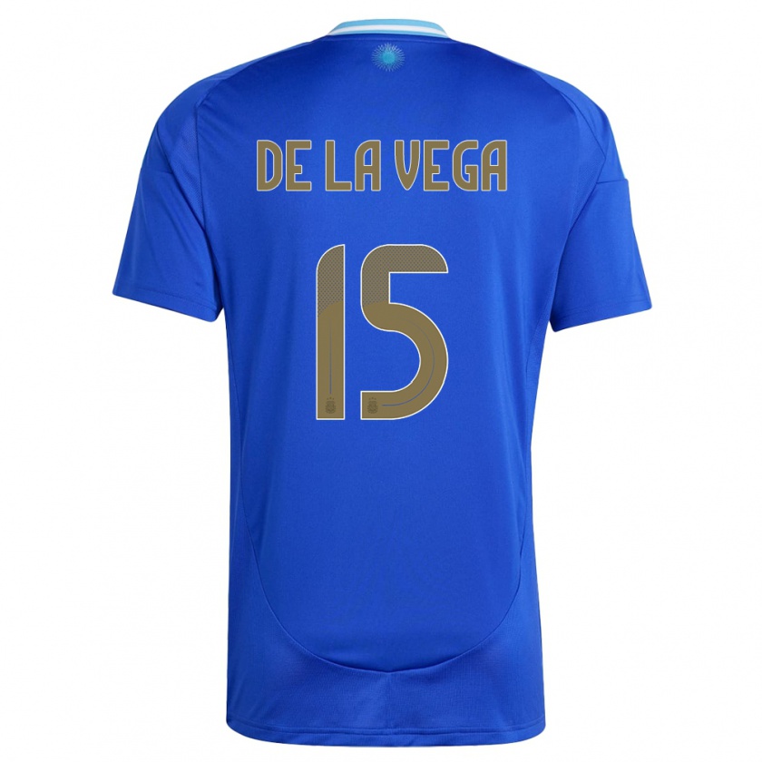 Kandiny Damen Argentinien Pedro De La Vega #15 Blau Auswärtstrikot Trikot 24-26 T-Shirt