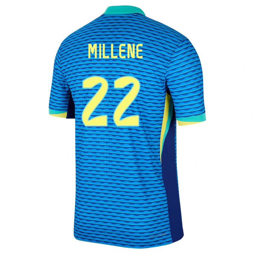 Kandiny Damen Brasilien Millene #22 Blau Auswärtstrikot Trikot 24-26 T-Shirt