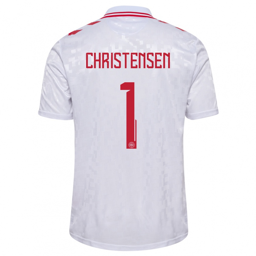 Kandiny Damen Dänemark Lene Christensen #1 Weiß Auswärtstrikot Trikot 24-26 T-Shirt