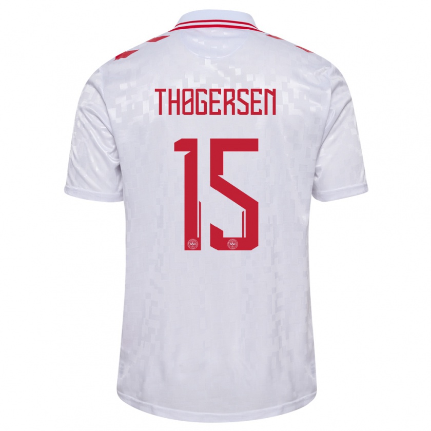 Kandiny Damen Dänemark Frederikke Thøgersen #15 Weiß Auswärtstrikot Trikot 24-26 T-Shirt