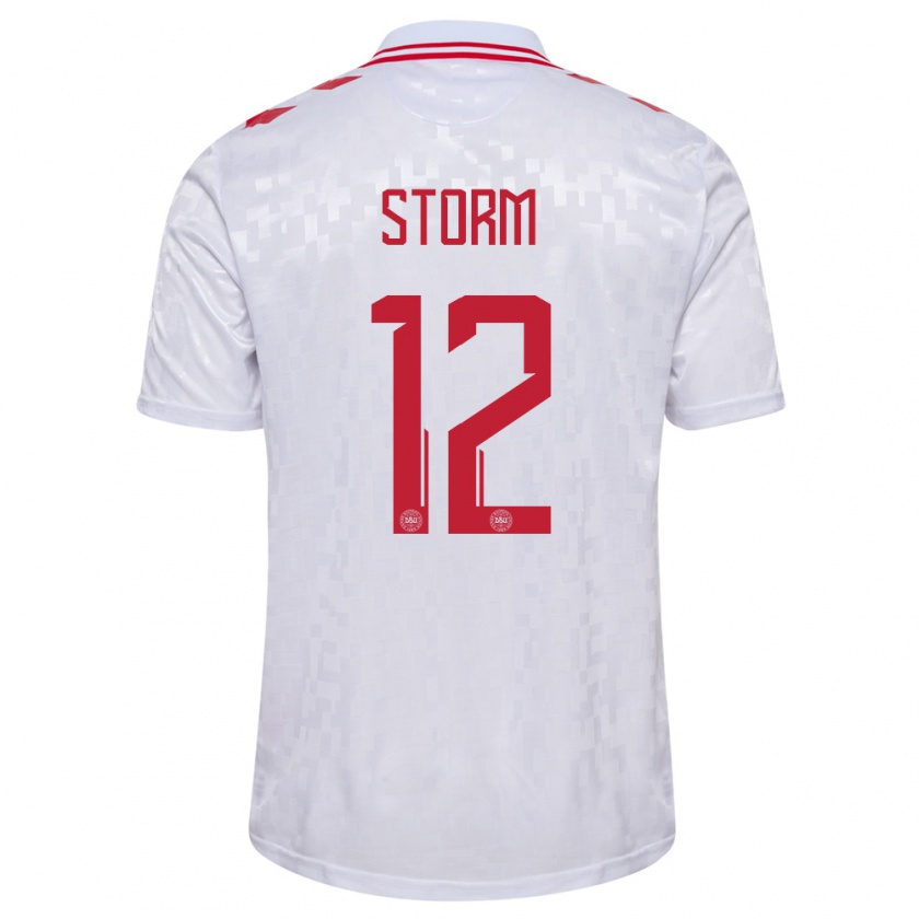 Kandiny Damen Dänemark Tobias Storm #12 Weiß Auswärtstrikot Trikot 24-26 T-Shirt