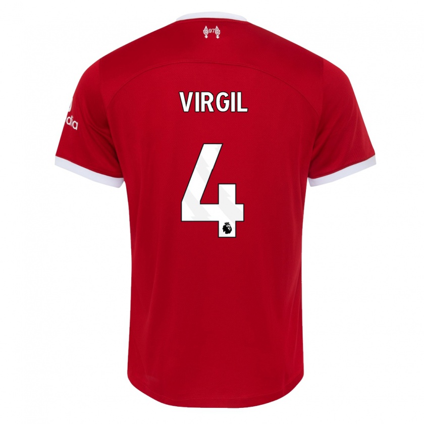 Kandiny Kinder Virgil Van Dijk #4 Rot Heimtrikot Trikot 2023/24 T-Shirt