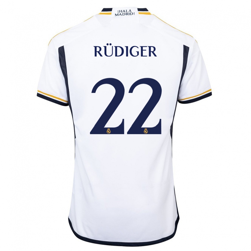Kandiny Kinder Antonio Rüdiger #22 Weiß Heimtrikot Trikot 2023/24 T-Shirt
