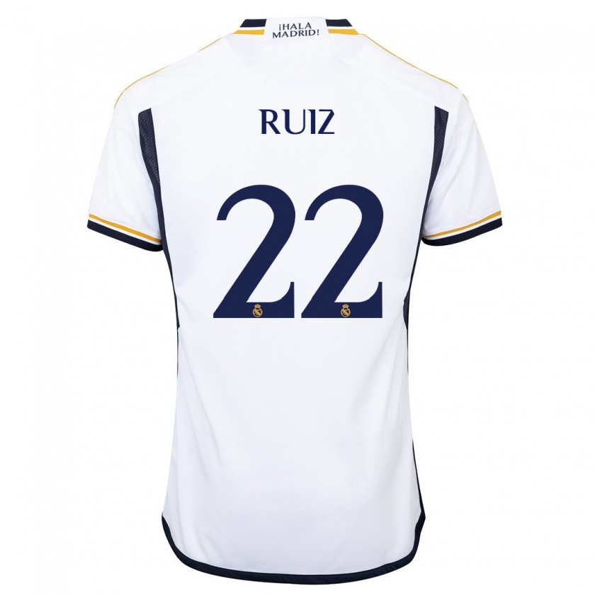 Kandiny Kinder Ferran Ruiz #22 Weiß Heimtrikot Trikot 2023/24 T-Shirt