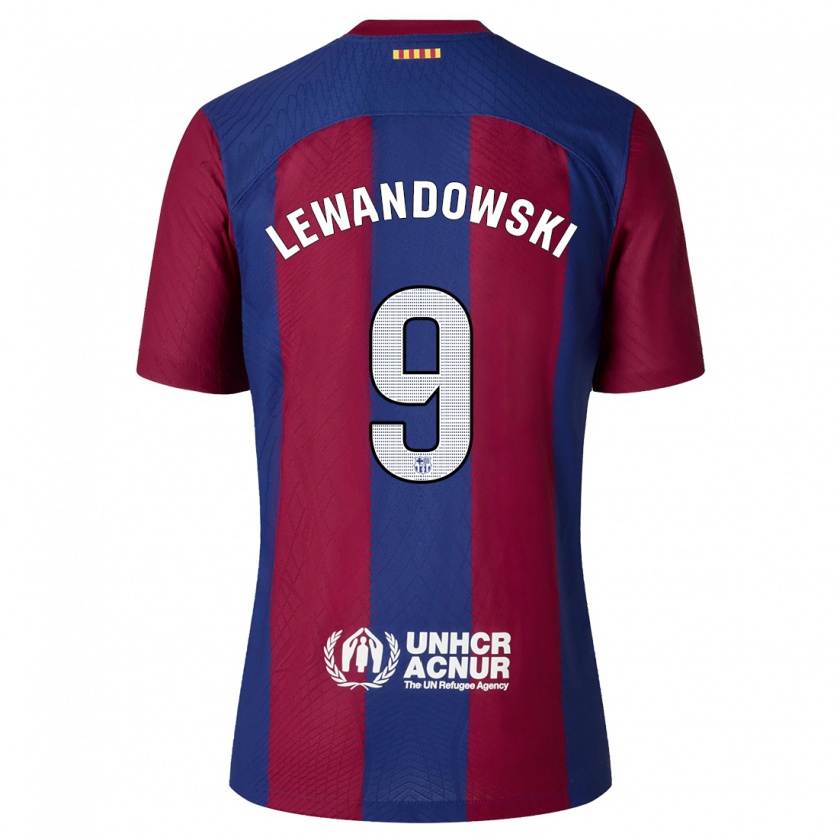 Kandiny Kinder Robert Lewandowski #9 Rot Blau Heimtrikot Trikot 2023/24 T-Shirt