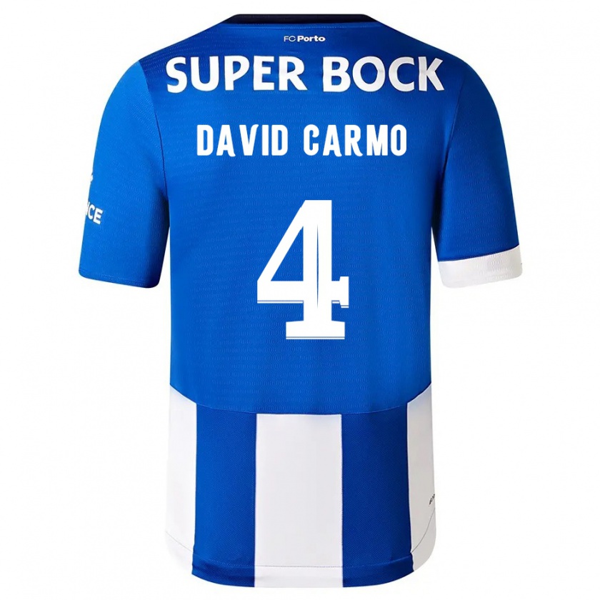 Kandiny Kinder David Carmo #4 Blau Weiss Heimtrikot Trikot 2023/24 T-Shirt