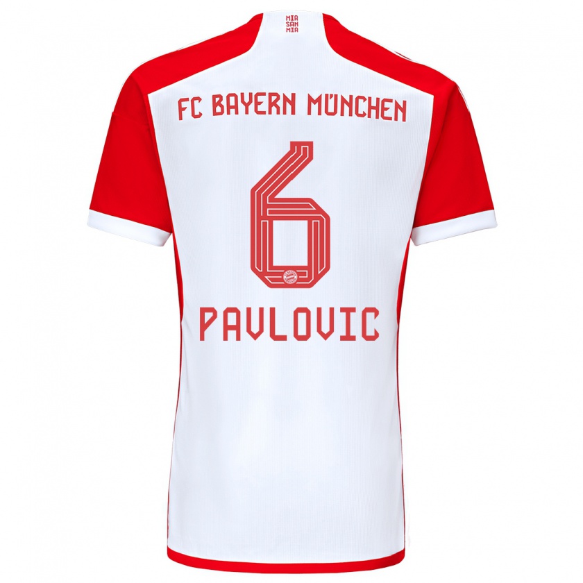 Kandiny Kinder Aleksandar Pavlovic #6 Rot-Weiss Heimtrikot Trikot 2023/24 T-Shirt