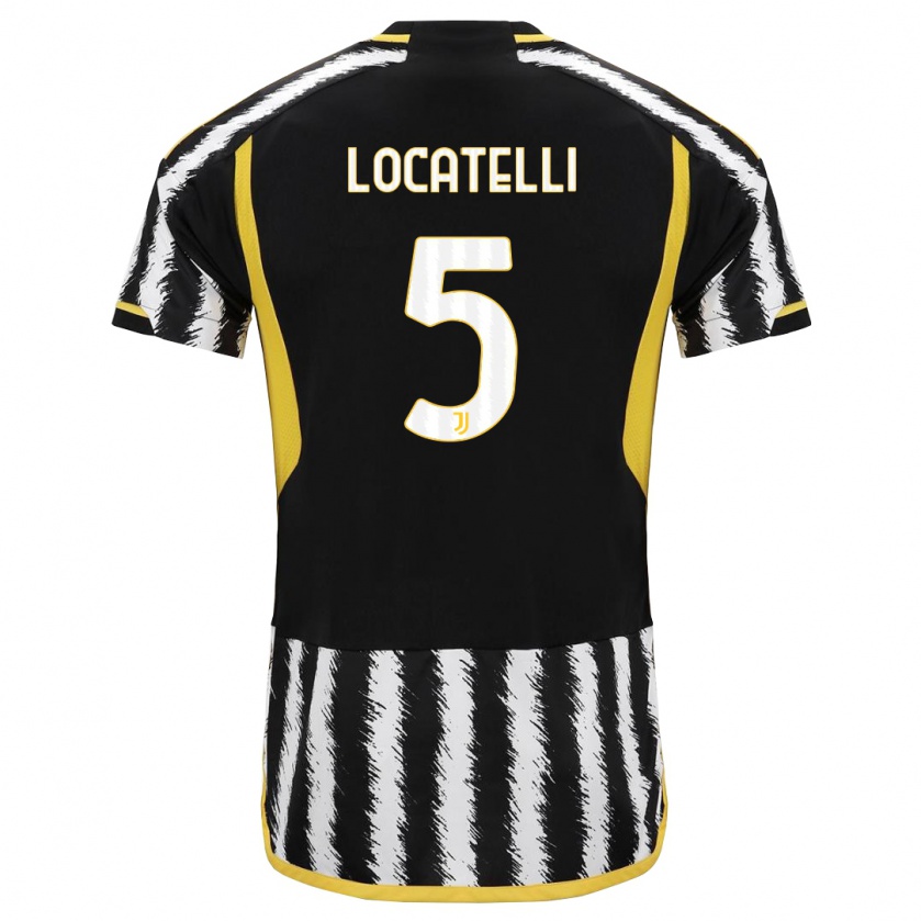 Kandiny Kinder Manuel Locatelli #5 Schwarz-Weiss Heimtrikot Trikot 2023/24 T-Shirt