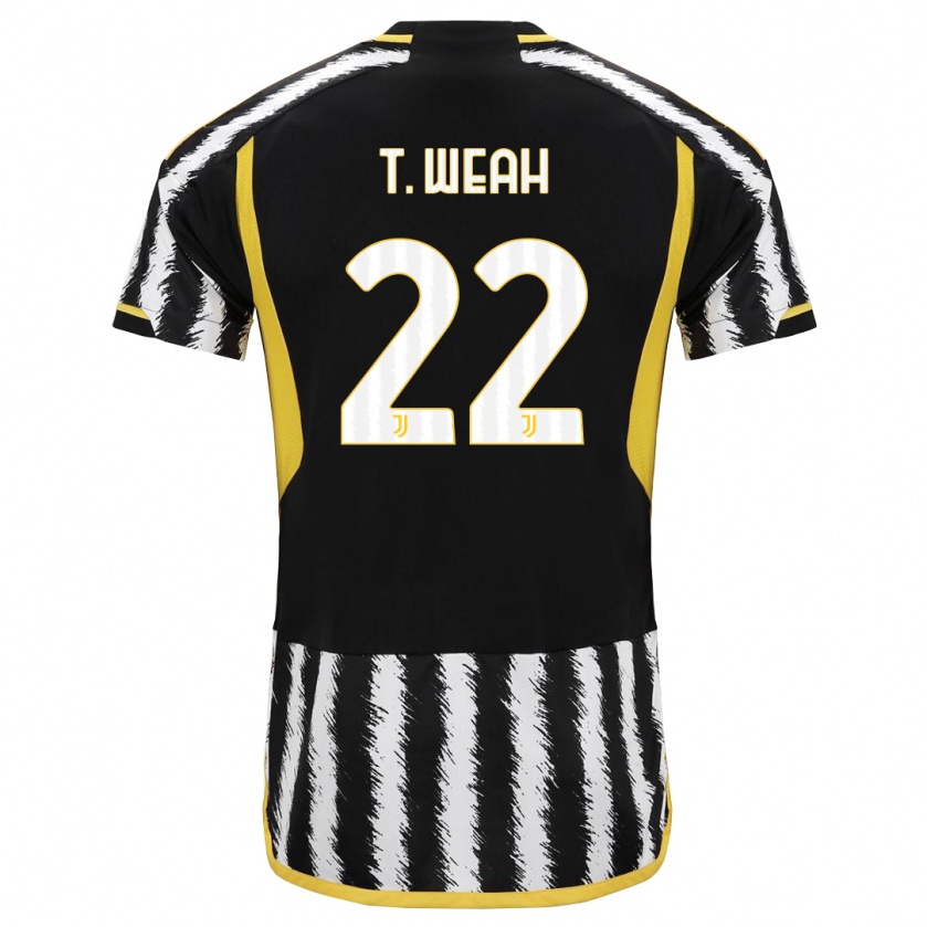 Kandiny Kinder Timothy Weah #22 Schwarz-Weiss Heimtrikot Trikot 2023/24 T-Shirt