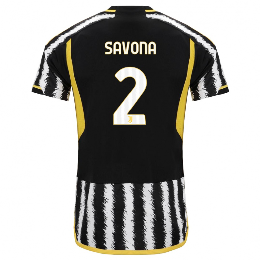 Kandiny Kinder Nicolò Savona #2 Schwarz-Weiss Heimtrikot Trikot 2023/24 T-Shirt