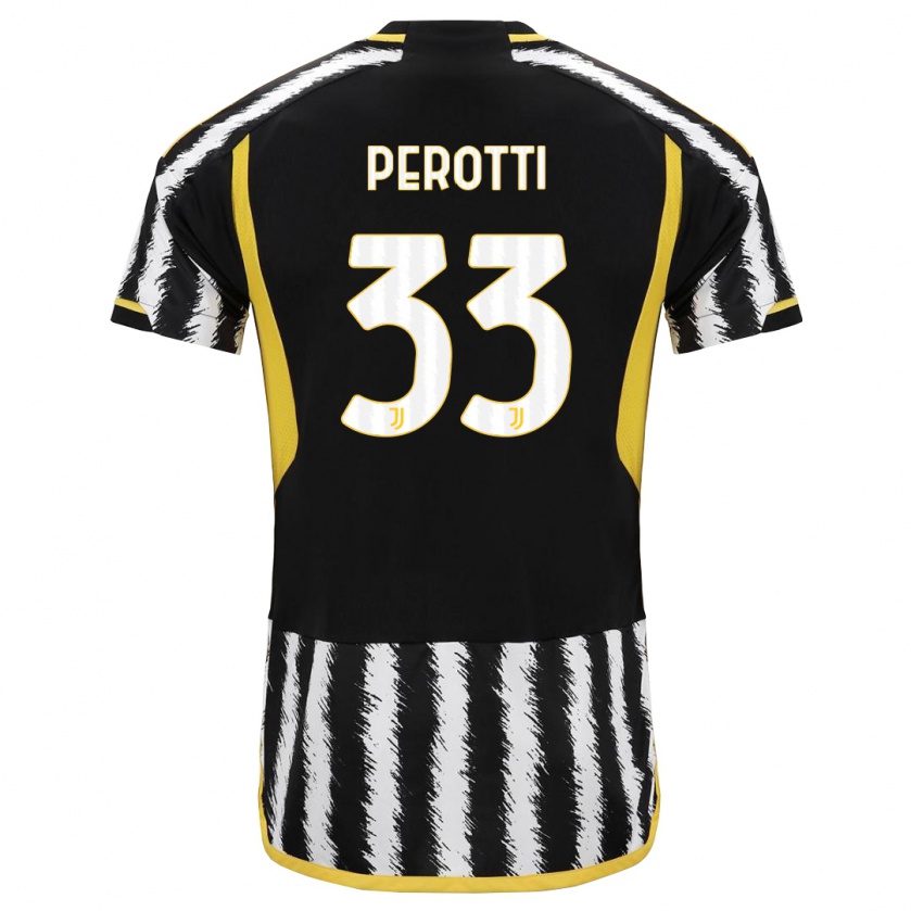 Kandiny Kinder Clemente Perotti #33 Schwarz-Weiss Heimtrikot Trikot 2023/24 T-Shirt