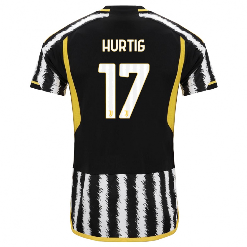 Kandiny Kinder Lina Hurtig #17 Schwarz-Weiss Heimtrikot Trikot 2023/24 T-Shirt