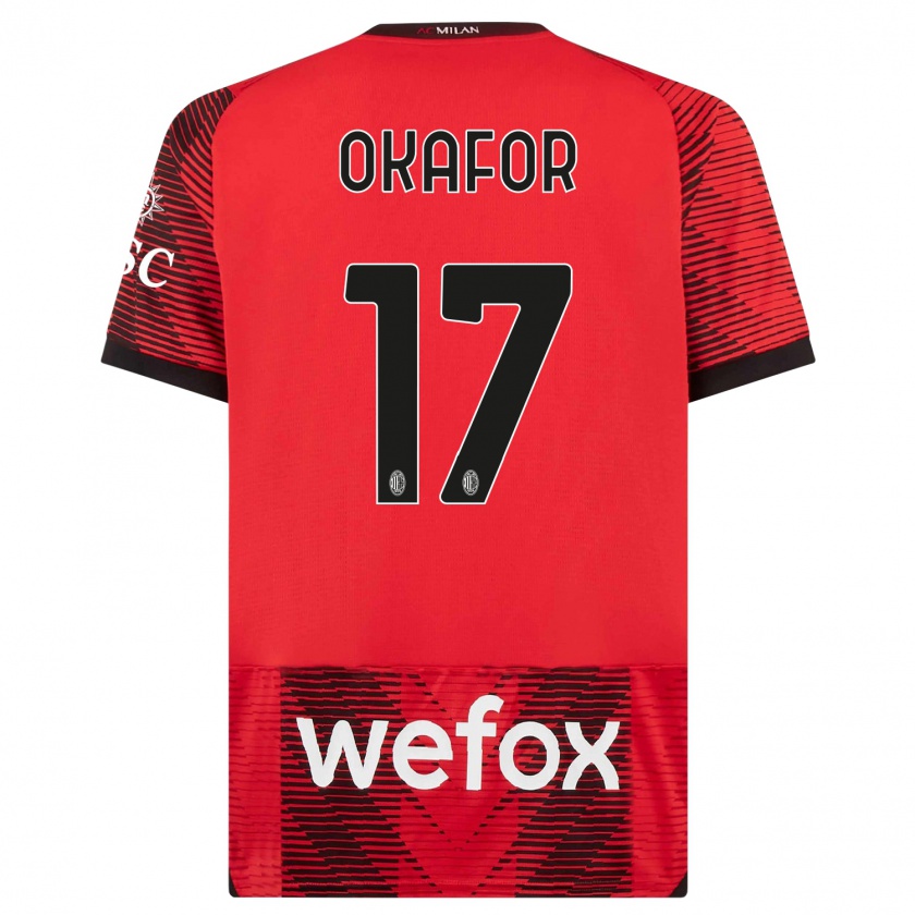 Kandiny Kinder Noah Okafor #17 Rot Schwarz Heimtrikot Trikot 2023/24 T-Shirt