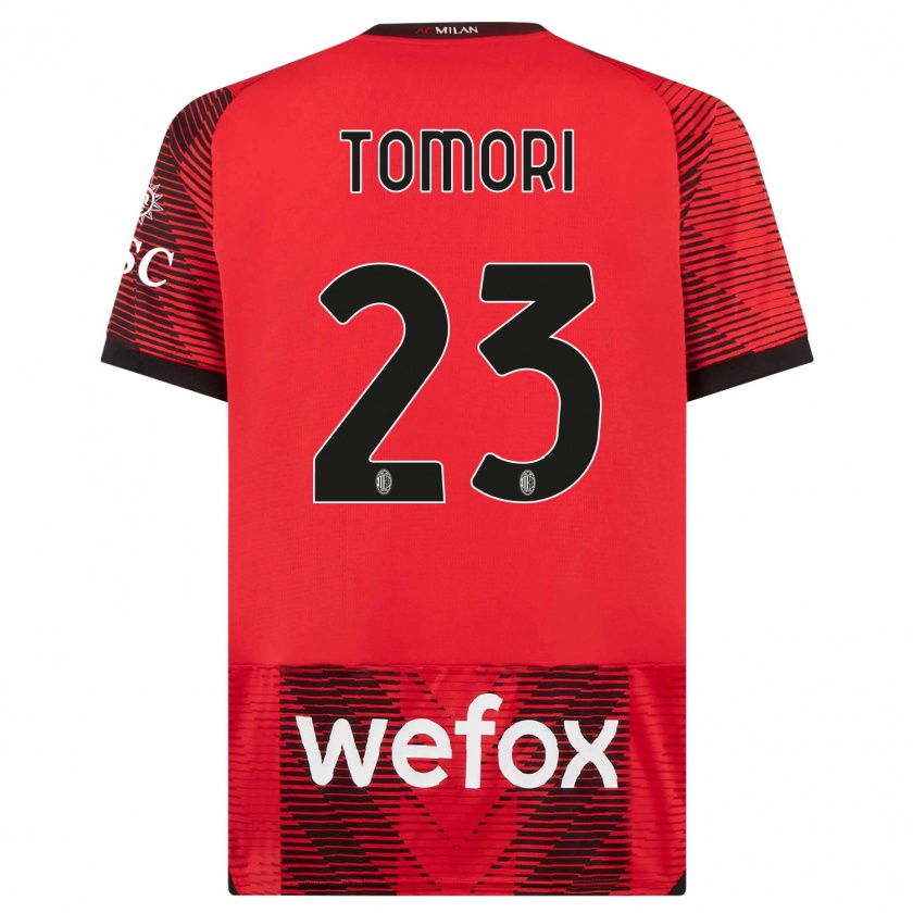 Kandiny Kinder Fikayo Tomori #23 Rot Schwarz Heimtrikot Trikot 2023/24 T-Shirt