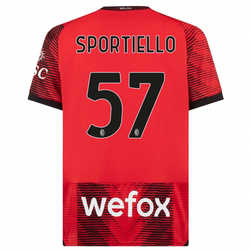 Kandiny Kinder Marco Sportiello #57 Rot Schwarz Heimtrikot Trikot 2023/24 T-Shirt